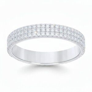 1.50Ct Real Moissanite Full Eternity Wedding Band Ring 14k White Gold Plated